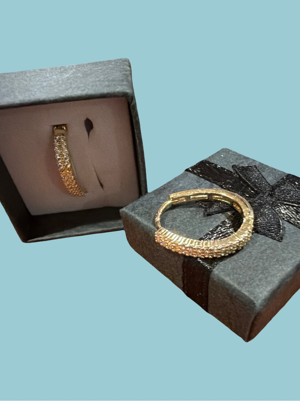 Gold Crystal Pave Hoop Earrings - Women Jewelry